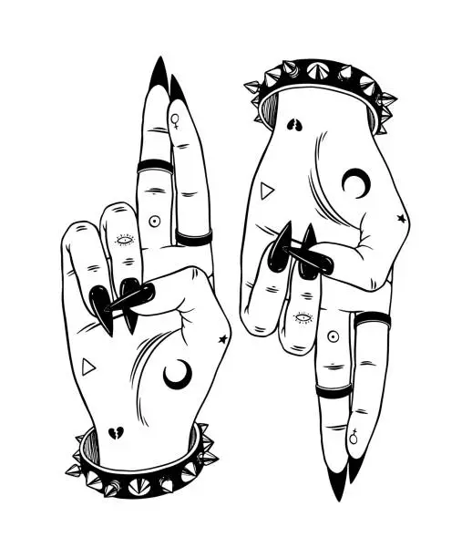 Vector illustration of As above so below. Devil's hands
