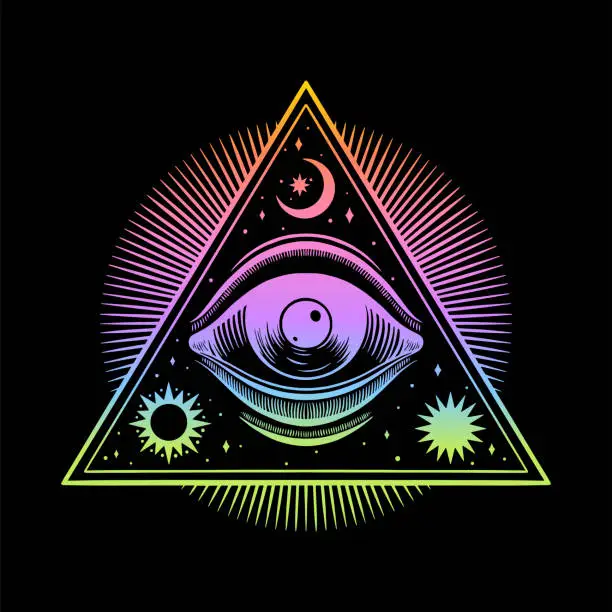 Vector illustration of All seeing eye illuminati piramide symbol