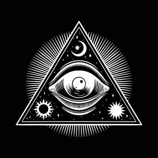 Vector illustration of All seeing eye illuminati piramide symbol