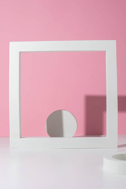 istock White podiums square, circle for presentation on white pink background 1324412284