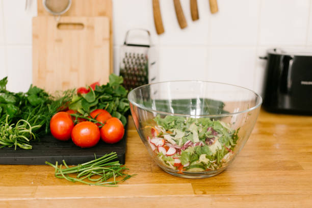 istock Healthy salad in glass bowl 1324417470