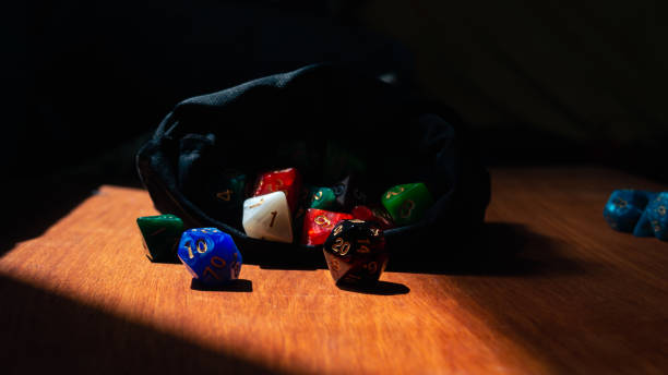 istock Image of a black and red marbled 20-sided rpg die 1324421709