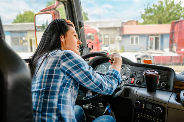 istock Female truck driver waiting 1324423934