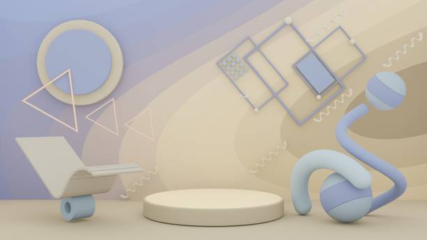 istock 3d illustration of A stage decorate and arrange objects creative design concept. 1324428825