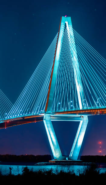 istock Cooper River Bridge at night in South Carolina 1324440709