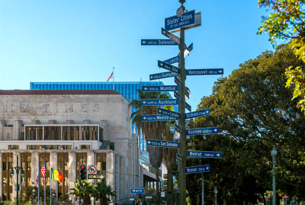 istock Sign in dowtown LA showing sister cities 1324440729