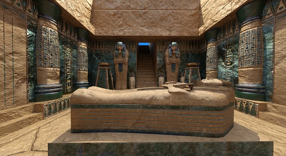 3D illustration pharaoh's tomb in the pyramid