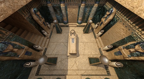 3D illustration pharaoh's tomb in the pyramid