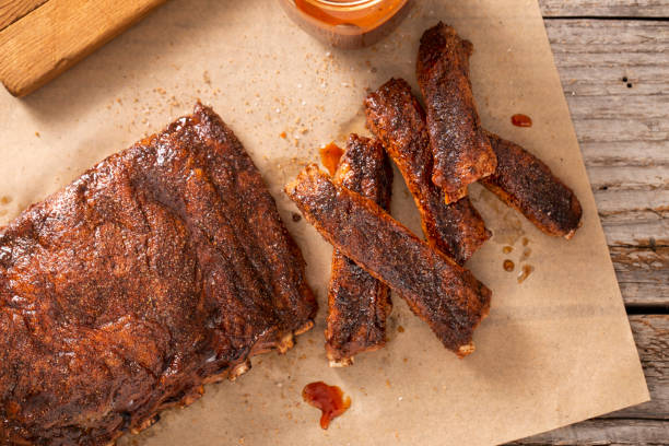 Barbecue - BBQ - St Louis Style Pork Ribs stock photo