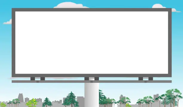 Vector illustration of Billboard in the middle of city for copy space (Horizontal)