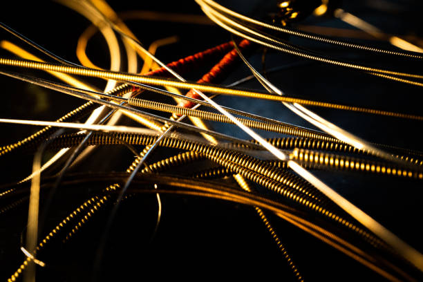 istock Macro Closeup of Texture on group of Bronze Acoustic Guitar Strings 1324456582