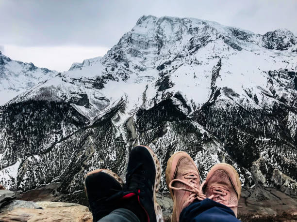 istock Couple on the mountain with beautiful nature view. 1324459104