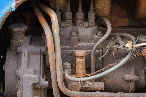 Old Tractor Engine Close-up