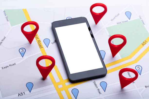 istock Map With Red Location Marker And Mobile Phone 1324469697