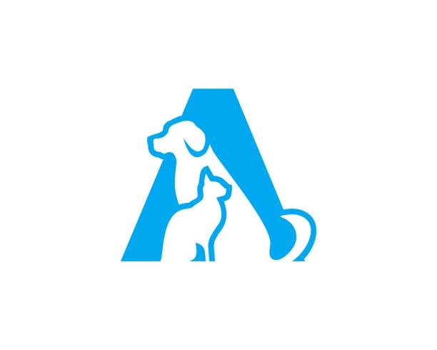 ilustraciones, imágenes clip art, dibujos animados e iconos de stock de letra un logotipo de mascota - clínica veterinaria