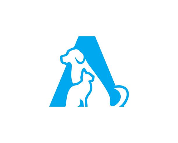 illustrazioni stock, clip art, cartoni animati e icone di tendenza di lettera un logo per animali domestici - pet