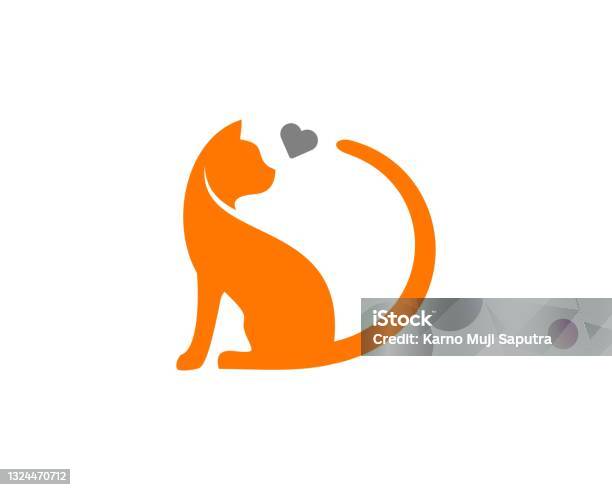 Cat Love Logo Vector Stock Illustration - Download Image Now - Abstract,  Animal, Animal Behavior - iStock