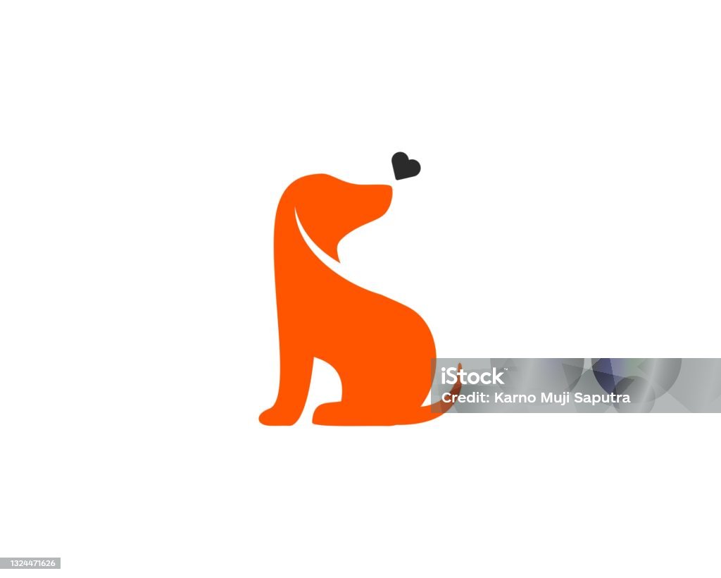 dog love simple logo flat sillhouette for dog and love Dog stock vector