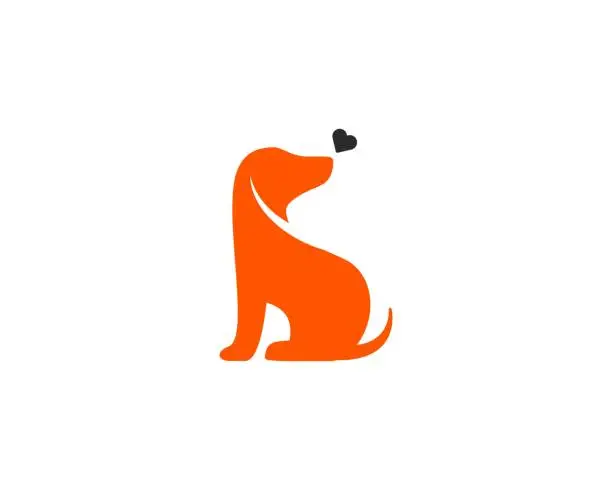 Vector illustration of dog love simple logo