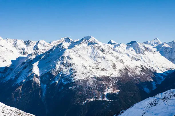 Winter Landscape Of A Ski Resort Soelden In The Oetztal Alps; Tirol; Austria