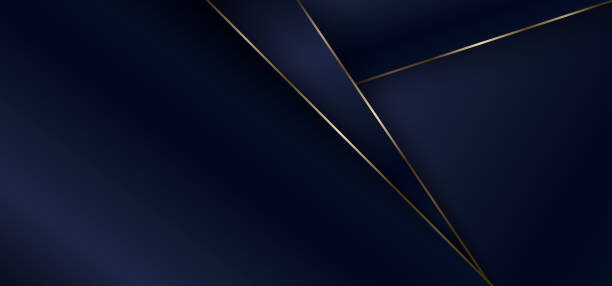 istock Banner web template 3D dark blue metallic shiny with gold line overlapping background luxury style. 1324480030