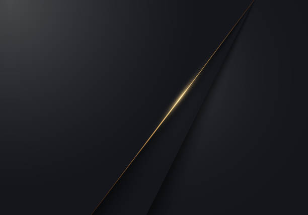 istock Abstract modern luxury minimal black paper cut background with with gold accent line 1324480032
