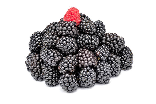 istock Heap of blackberries with red raspberries on top. 1324482788