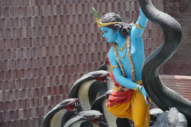 istock Indian Hindu God Shree Krishna with with snakes 1324484607