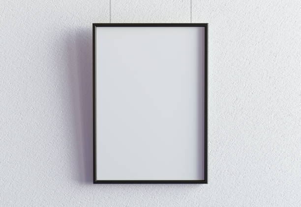 White poster with black frame template on the white wall