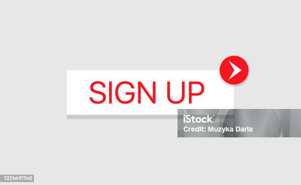 Sin Up Button Sign Up White Button Vector Illustration For Web Stock Illustration ...