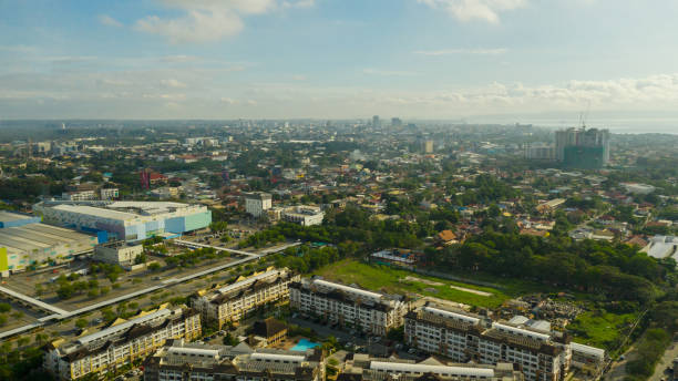 Aerial View of the Davao City Aerial View of Davao city, the capital of Mindanao island. Davao del Sur, Philippines. davao city stock pictures, royalty-free photos & images