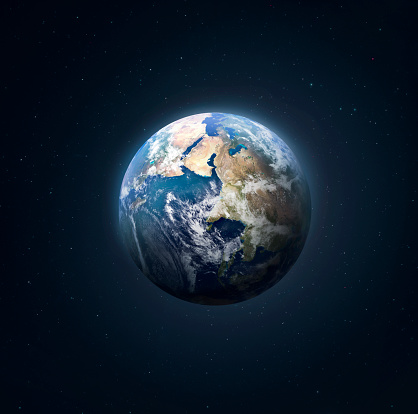 Earth planet in dark deep outer space. Blue ocean and continents. Solar system element. Elements of this image furnished by NASA (url:https://earthobservatory.nasa.gov/blogs/elegantfigures/wp-content/uploads/sites/4/2011/10/land_shallow_topo_2011_8192.jpg)