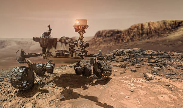 Rover on Mars surface. Exploration of red planet. Space station expedition. Perseverance. Expedition of Curiosity. Elements of this image furnished by NASA Rover on Mars surface. Exploration of red planet. Space station expedition. Perseverance. Expedition of Curiosity. Elements of this image furnished by NASA (url:https://www.nasa.gov/sites/default/files/styles/full_width_feature/public/thumbnails/image/pia19808-main_tight_crop-monday.jpg) mars stock pictures, royalty-free photos & images