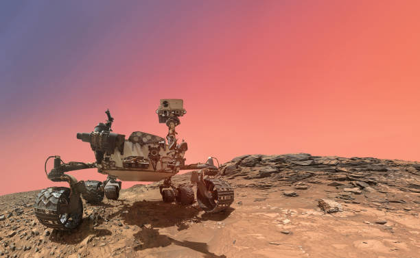 istock Rover on Mars surface. Exploration of red planet. Space station expedition. Perseverance. Expedition of Curiosity. Elements of this image furnished by NASA 1324502852