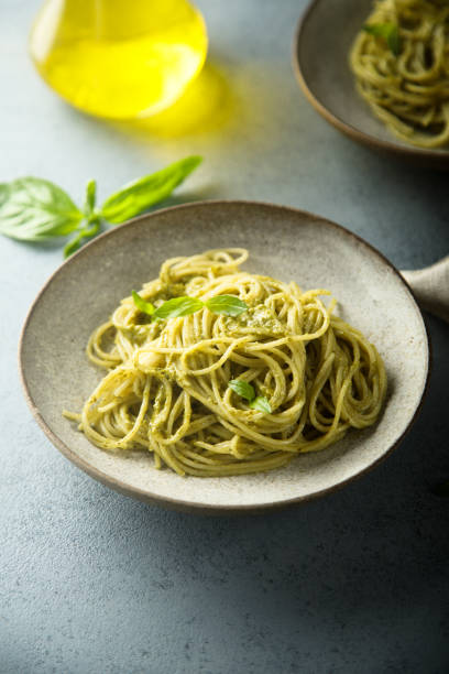 istock Pasta with pesto sauce 1324504173