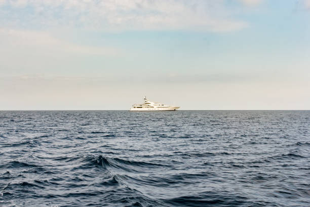 istock Private ocean-going yacht at sea at anchor. 1324504826