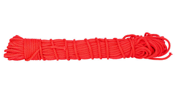 istock Red nylon rope isolated on white background. 1324505000