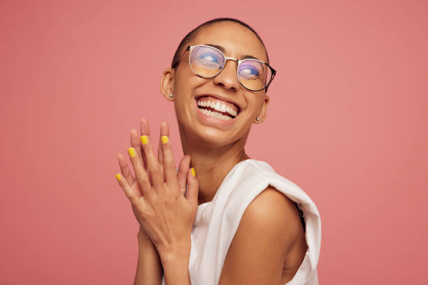 Creative woman with shaved head