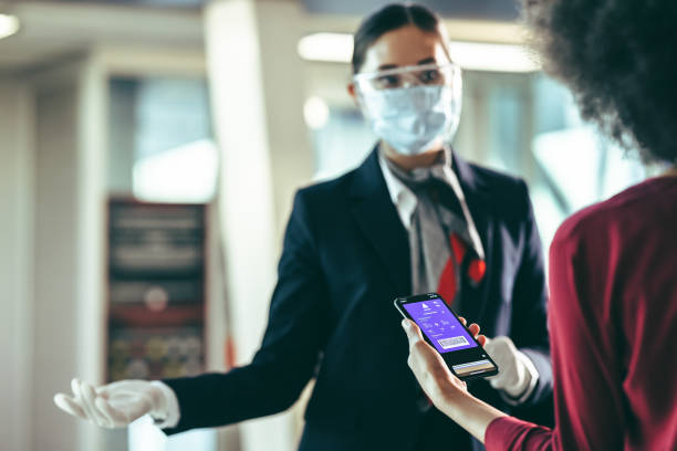 istock Digital boarding pass check in at airport 1324509934