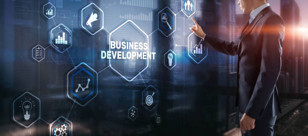 istock Business Development Planning. Inscription on 3D the virtual screen 1324511553