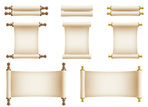 paper scroll vektor design illustration isoliert auf weißem hintergrund - parchment stock-grafiken, -clipart, -cartoons und -symbole