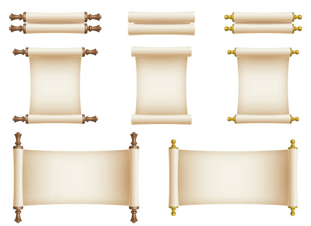 ilustrações de stock, clip art, desenhos animados e ícones de paper scroll vector design illustration isolated on white background - parchment