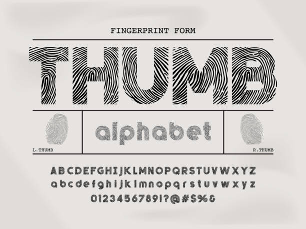 ilustrações de stock, clip art, desenhos animados e ícones de finger print font - fingerprint