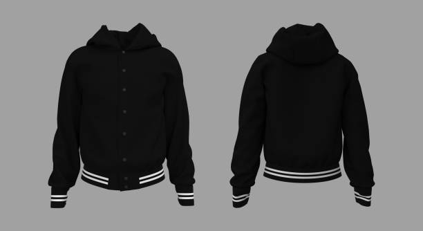 istock Hooded jacket mockup in front, side and back views 1324523633
