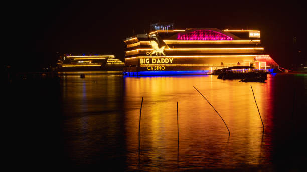 Panjim, Goa, India - January 1 2021: Beautiful reflection of the Luxury Floating Casino ship