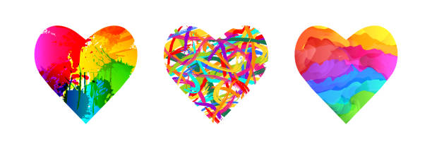 istock Heart shape icon set made of colorful paint 1324528966