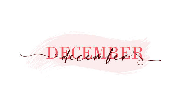illustrations, cliparts, dessins animés et icônes de bonjour la carte de décembre. une ligne. affiche de lettrage avec texte décembre. eps vectoriel 10. isolé sur fond blanc - decembre