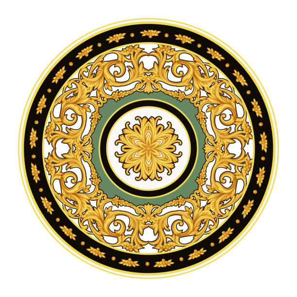 design der platte aus barock 1 - pattern circle backgrounds retro revival stock-grafiken, -clipart, -cartoons und -symbole