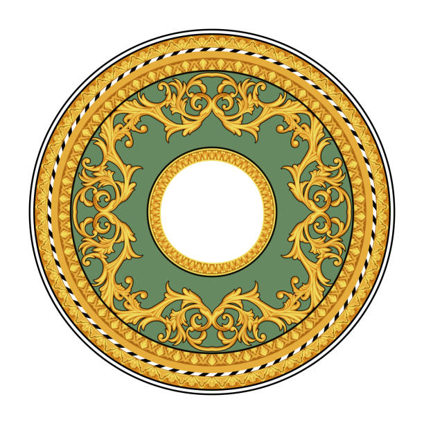 design der platte aus barock 1 - pattern circle backgrounds retro revival stock-grafiken, -clipart, -cartoons und -symbole