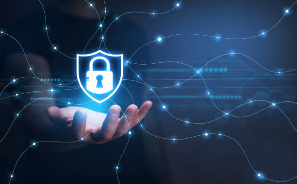 istock Businessman protecting data personal information. Cyber security data concept. Padlock and internet technology. 1324545027